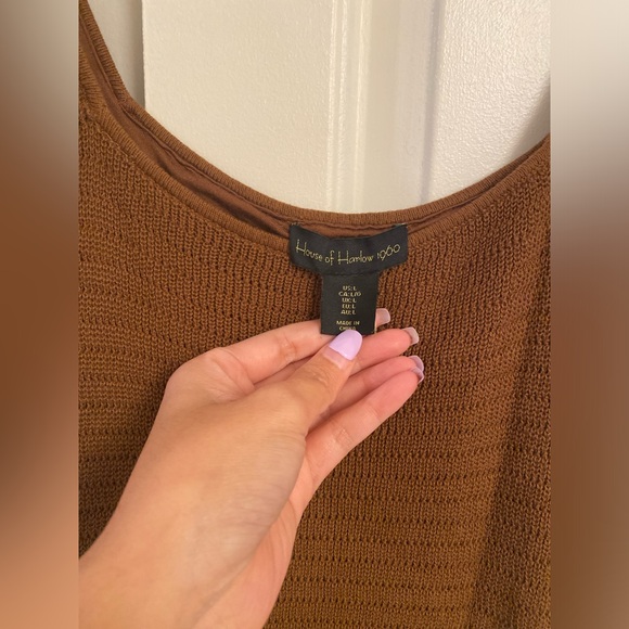 House of Harlow 1960 Brown Knit Ruffle Midi Dress - Picture 3 of 8